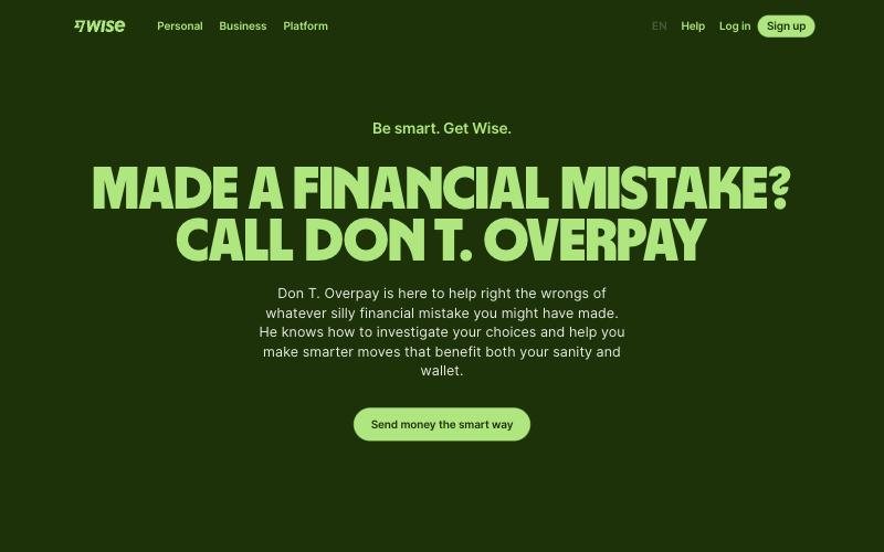 Landing page: wise.com/campaign/dontoverpay, November 2025