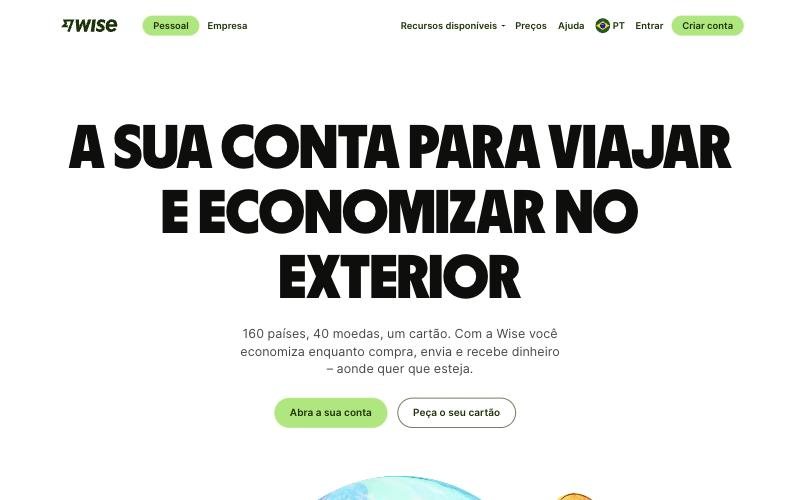 Landing page: wise.com/br, July 2023