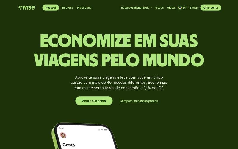 Landing page: wise.com/br, June 2024