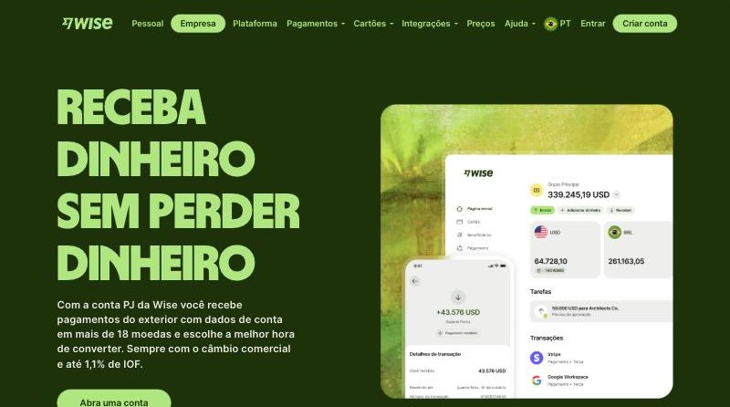 Landing page: wise.com/br/business, December 2024
