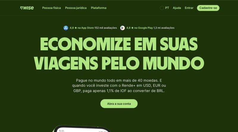 Landing page: wise.com/br, September 2025