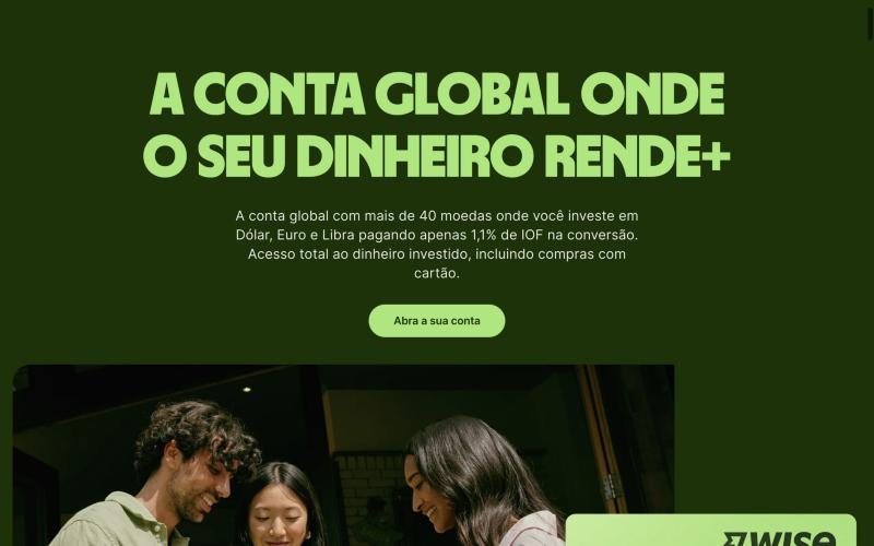 Landing page: wise.com/br, April 2026