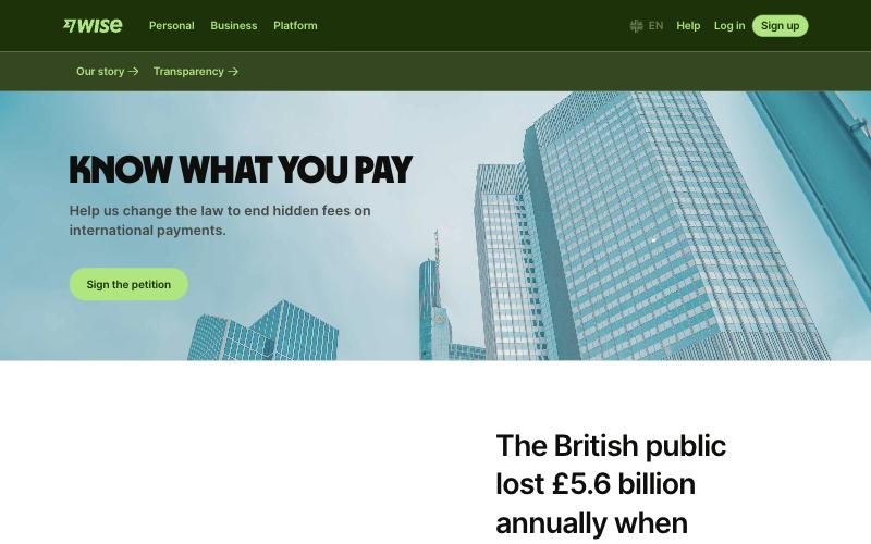 Landing page: wise.com/campaign/gbknowwhatyoupay, October 2026
