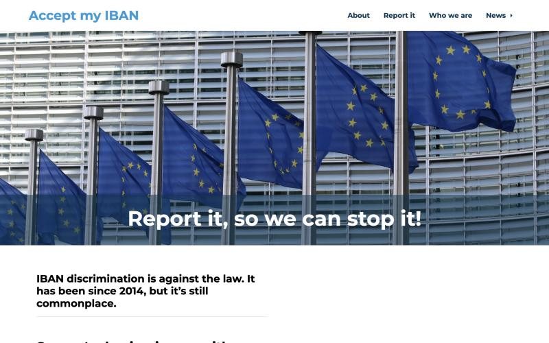 Landing page: acceptmyiban.org, August 2021