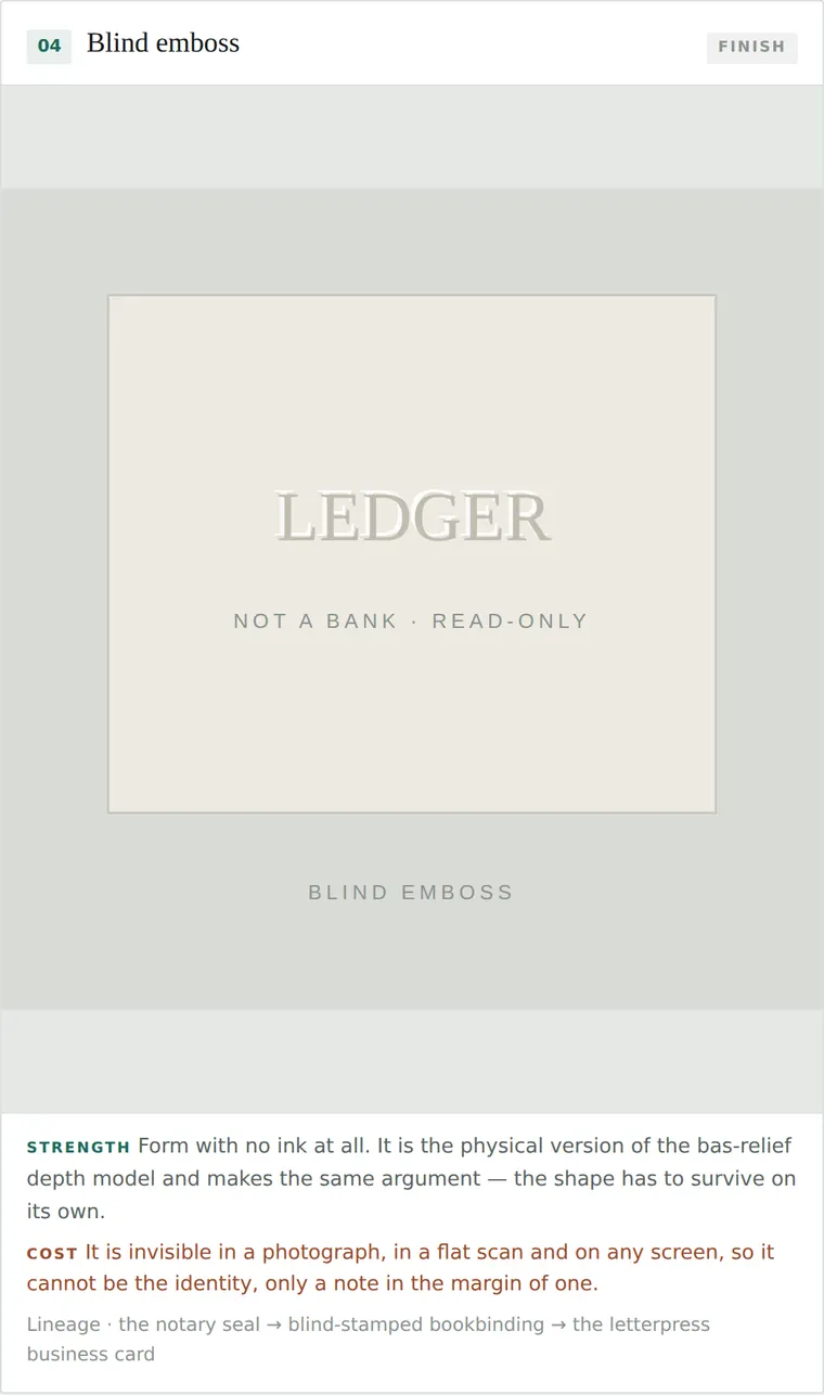 Blind emboss
